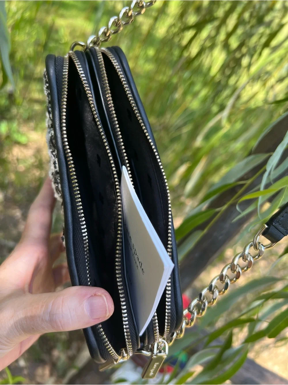kate spade Black & White Tweed Crossbody Bag